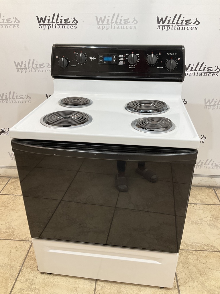 Whirlpool Used Electric Stove 220volts (40/50 AMP) 30inches {3 prong} (White/Black) 