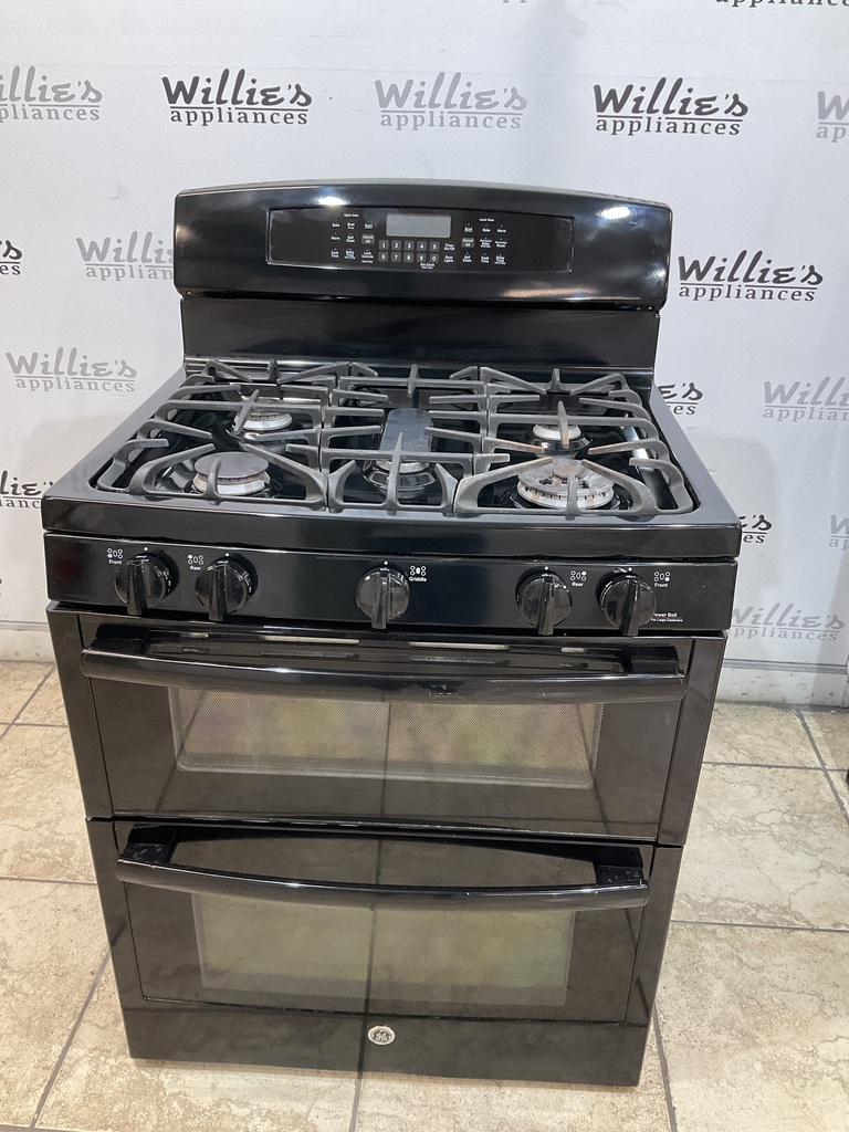 Ge Used Natural Gas Stove Double Oven 30inches (Black) 