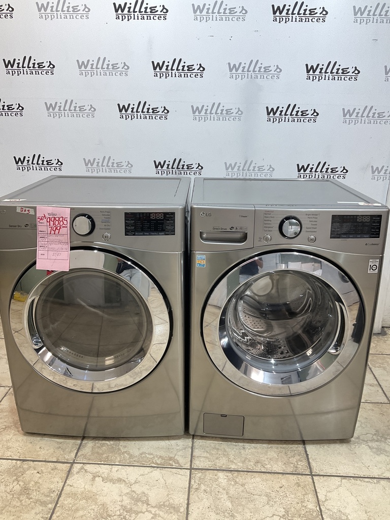 Lg Used Natural Gas Set Washer/Dryer Front-load 27inches (Grey) 
