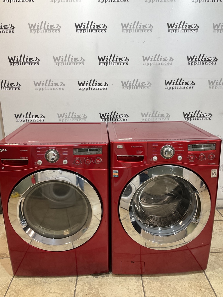 Lg Used Natural Gas Set Washer/Dryer Front-load 27inches (Red) 