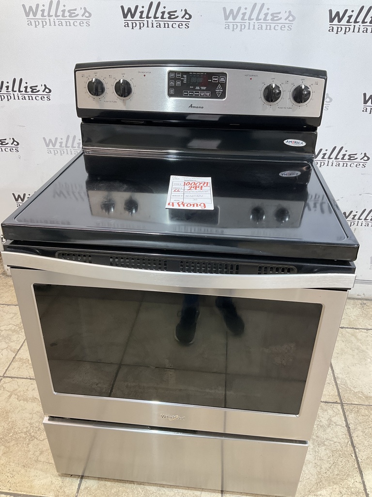 Amana Used Electric Stove 220volts (40/50 AMP) 30inches {4 prong} (Stainless steel) 