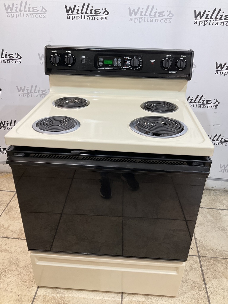Hotpoint Used Electric Stove 220volts (40/60 AMP) 30inches {no cord} (Bisque/Black)