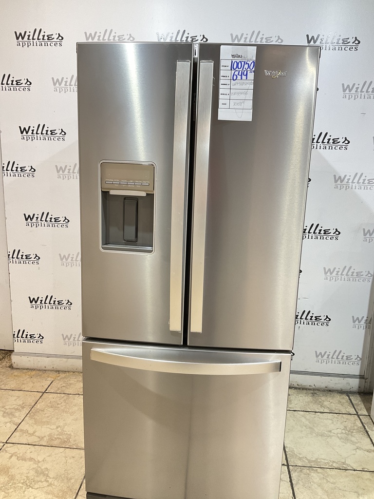 Whirlpool Used Refrigerator French Door 30 x 68 1/2” (Stainless Steel) 