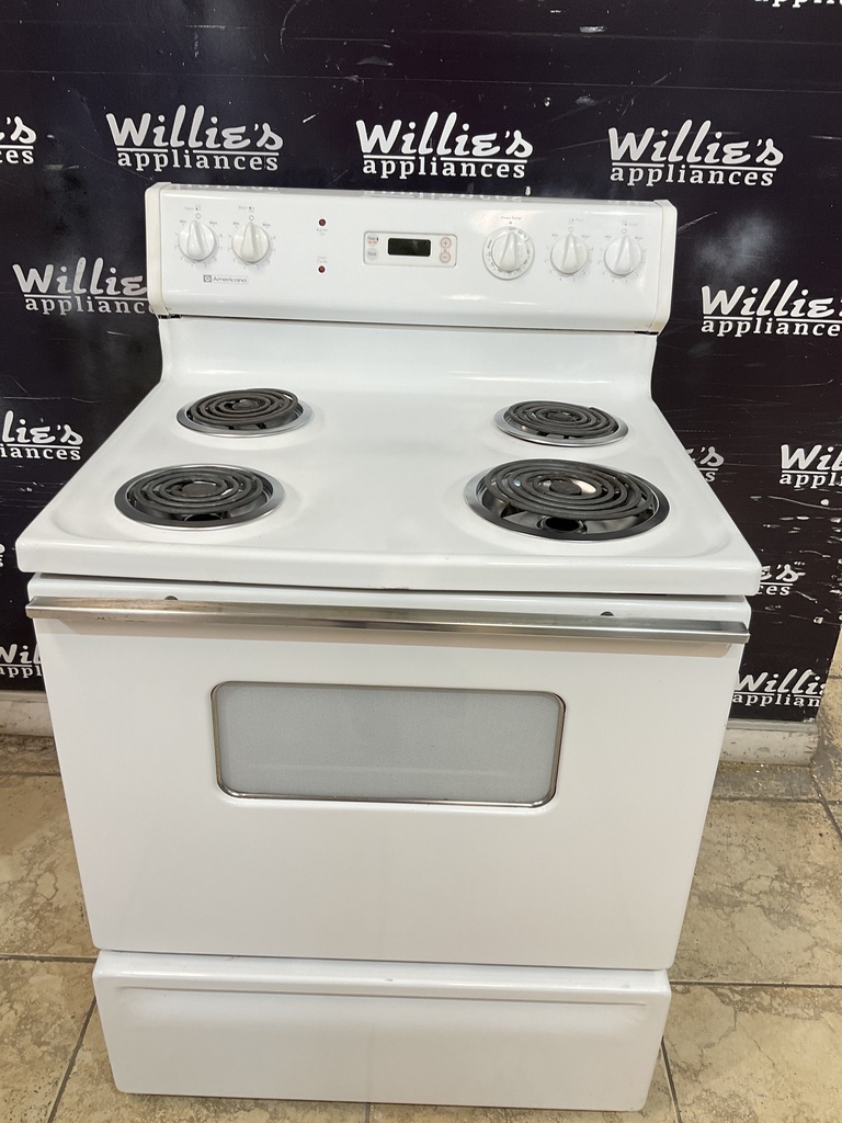 Americana Used Electric Stove 220volts (40/50 AMP) 30inches {no cord} (White) 
