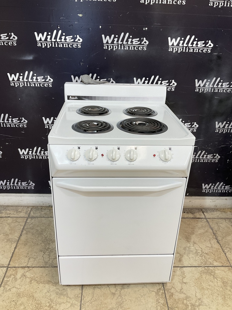 Avanti Used Electric Stove 220volts (40/50 AMP) 23 1/2” {3 prong} (White) 