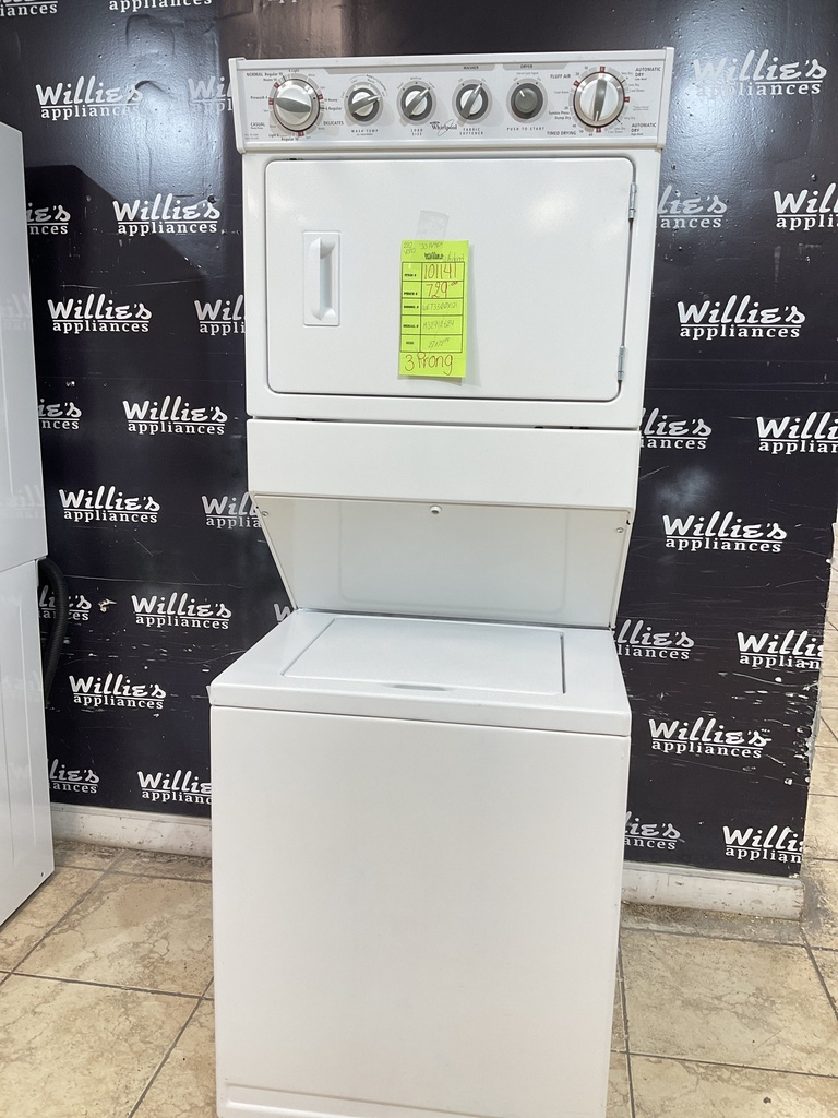 Whirlpool Used Electric Unit Stackable 220volts (30 AMP) 27x72 1/2” {3 prong}  (White) 
