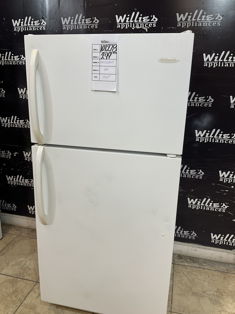 Frigidaire Used Refrigerator Top and Bottom 28x60 1/2” (White) 