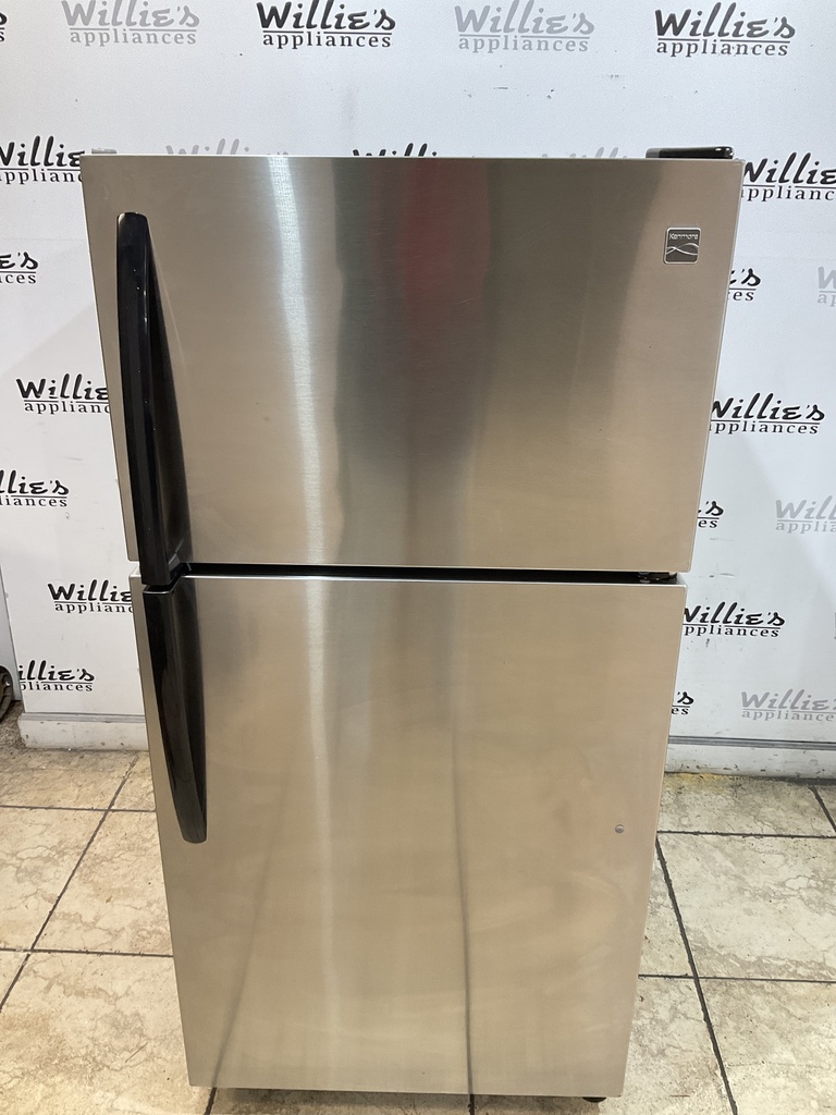 Kenmore Used Refrigerator Top and Bottom 28x59 1/2” (Stainless Steel) 