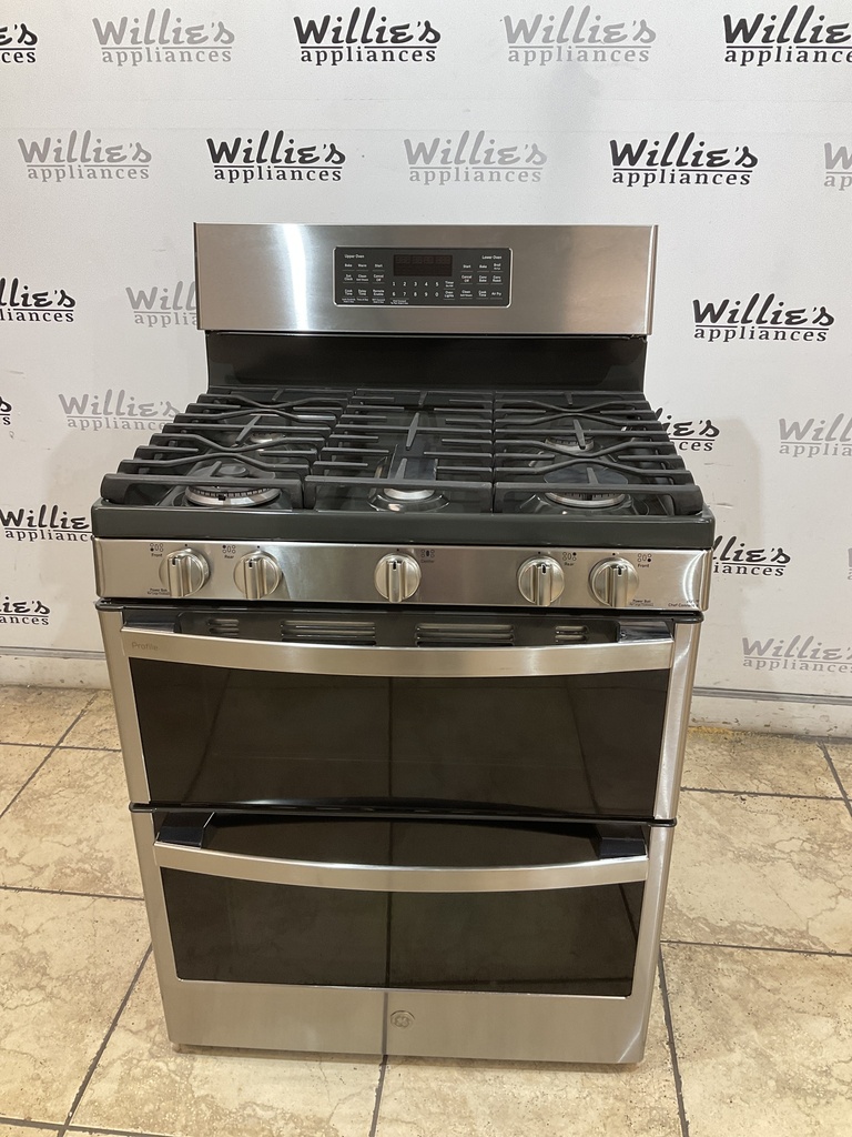 Ge Used Natural Gas Stove Double Oven 30inches (Stainless Steel) 