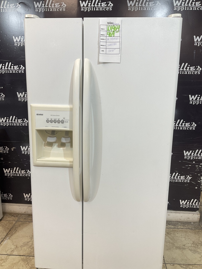 Kenmore Used Refrigerator Side by Side 33x66 1/2” (White) 