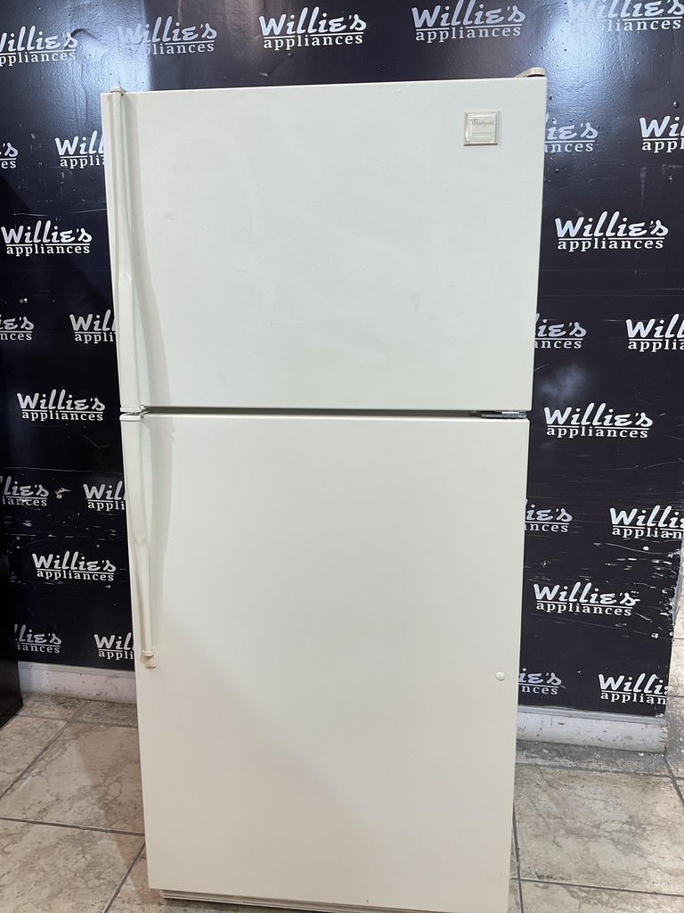 Whirlpool Used Refrigerator Top and Bottom 30x66 1/2” (Bisque) 