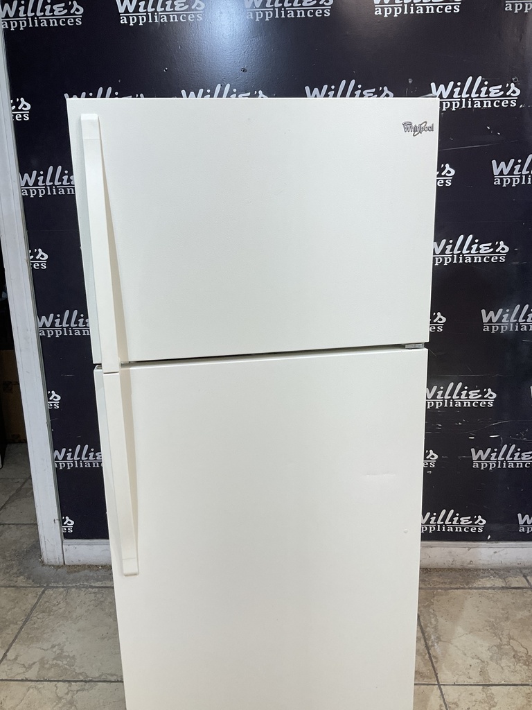 Whirlpool Used Refrigerator Top and Bottom 28x62 1/2” (Bisque) 