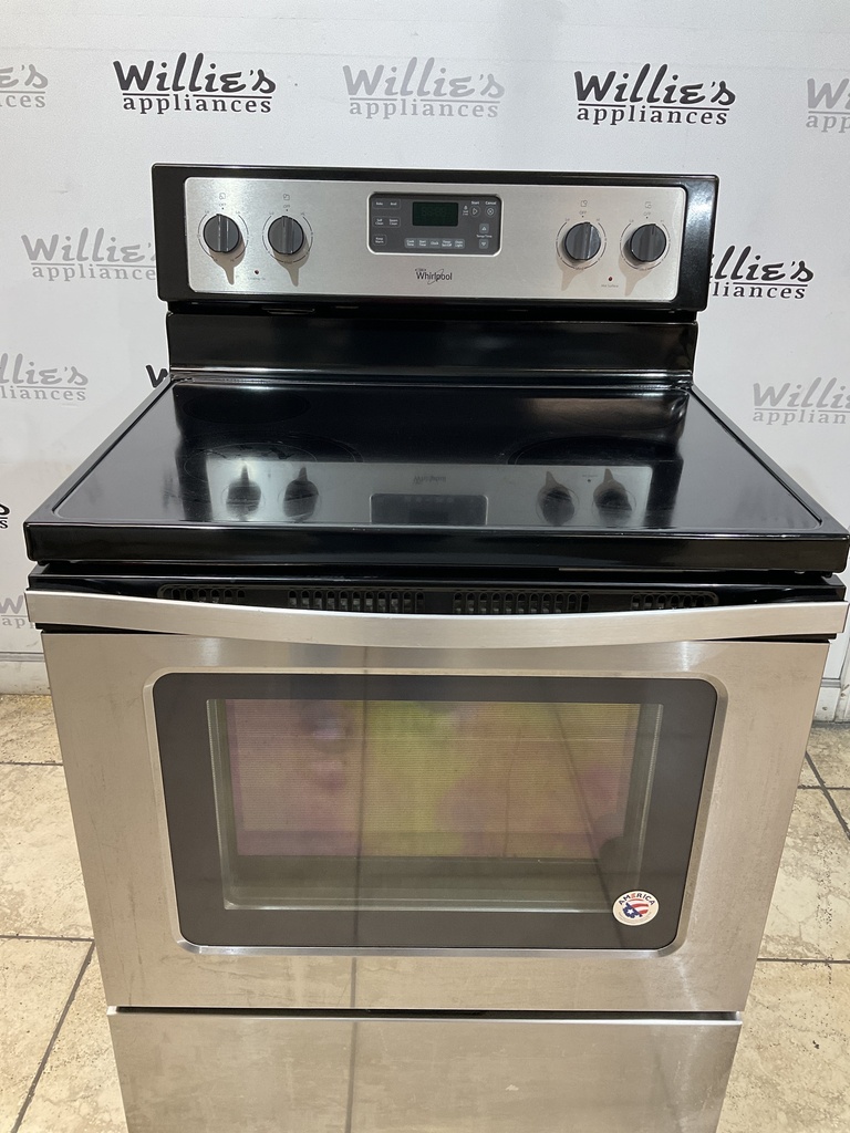 Whirlpool Used Electric Stove 220volts (40/50 AMP) 30inches {no cord} (Stainless steel) 