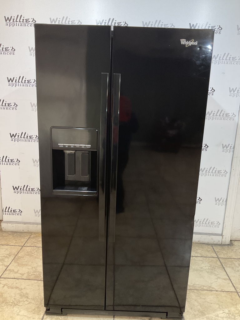 Whirlpool Used Refrigerator Counter Depth Side by Side 36x68 1/2” (Black) 