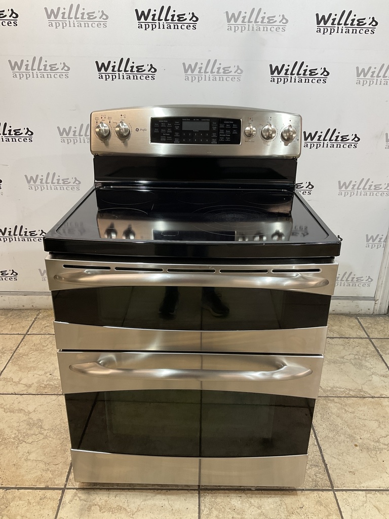 Ge Used Electric Stove Double Oven 220volts (40/50 AMP) 30inches {no cord} (Stainless steel) 