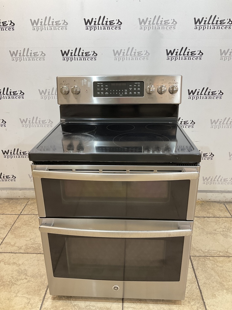 Ge Used Electric Stove Double Oven 220volts (40/50 AMP) 30inches {3 prong} (Stainless Steel) 