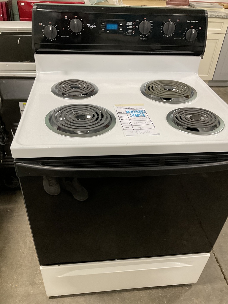 Whirlpool Used Electric Stove 220volts (40/50 AMP) 30inches {4 prong} (White/Black) 
