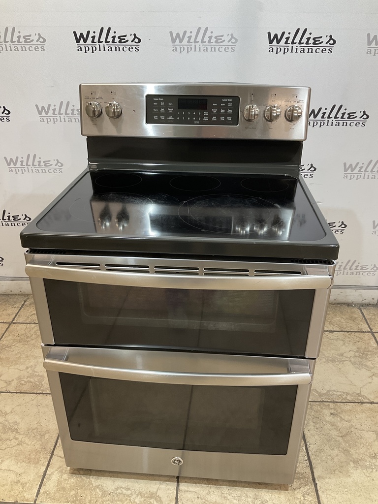 Ge Used Electric Stove Double Oven 220volts (40/50 AMP) 30inches {4 prong} (Stainless steel) 