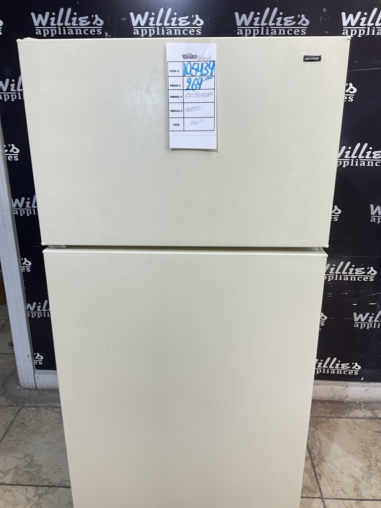 Hotpoint Used Refrigerator Top and Bottom 28x61 1/2” (Bisque) 