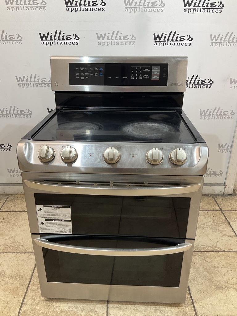 Lg Used Electric Stove Double Oven 220volts (40/50 AMP) 30inches {3 prong} (Stainless Steel)