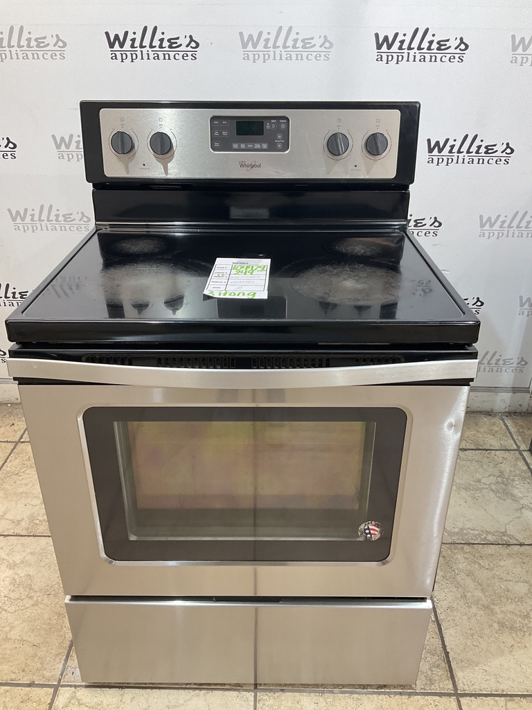 Whirlpool Used Electric Stove 220volts (40/50 AMP) 30inches {3 prong} (Stainless steel) 