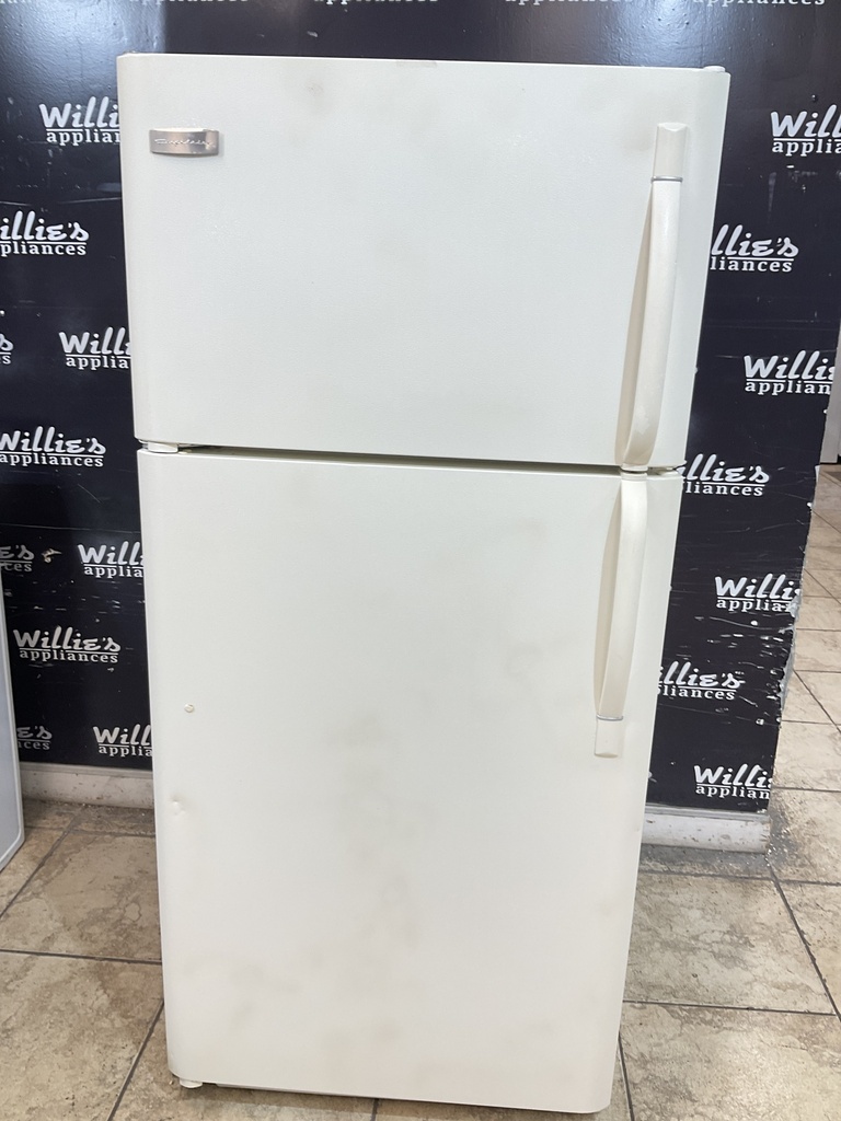 Frigidaire Used Refrigerator Top and Bottom 30x65 1/2” (Bisque) 