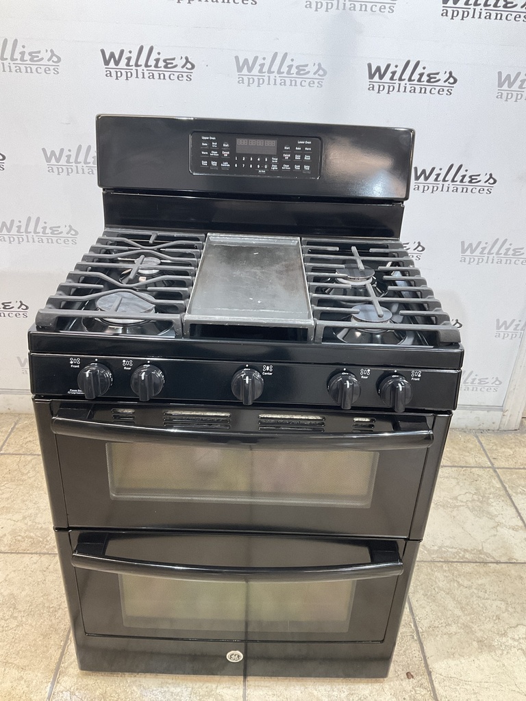 Ge Used Natural Gas Stove Double Oven 30inches (Black) 