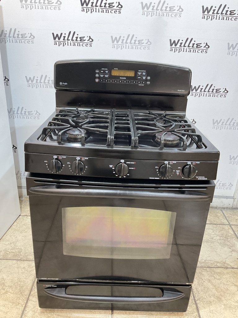 Ge Used Natural Gas Stove Double Oven 30inches (Black) 