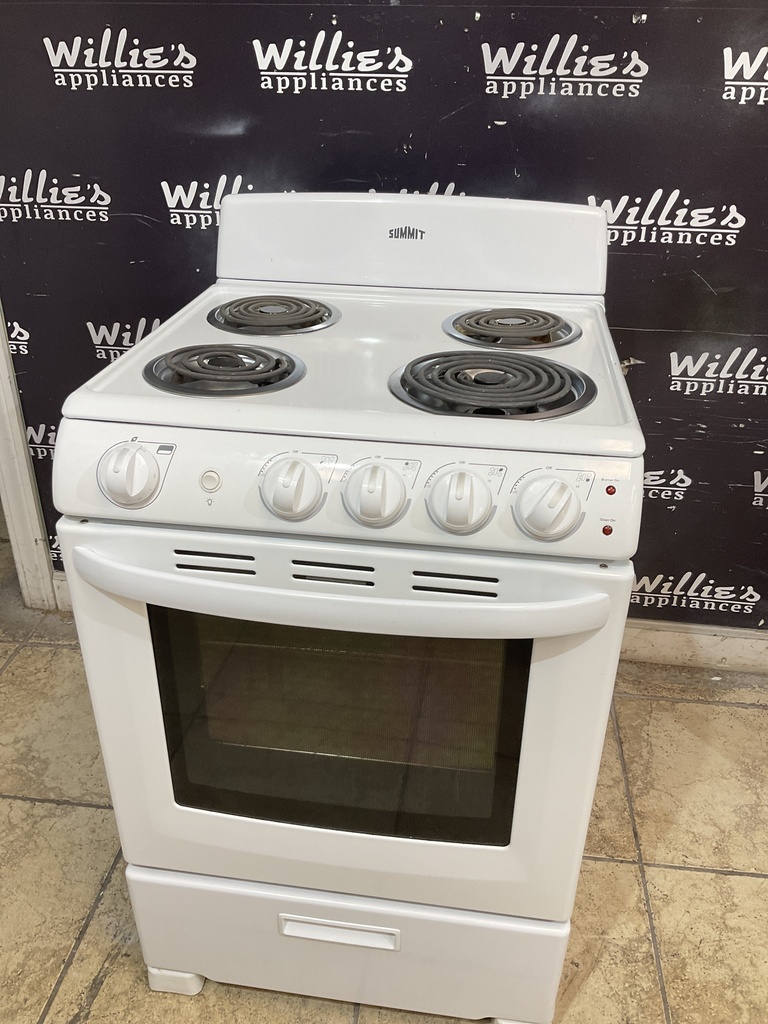 Summit Used Electric Stove 220volts (40/50 AMP) 24inches {4 prong} (White)