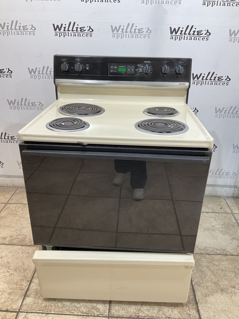 Hotpoint Used Electric Stove 220volts (40/50 AMP) 30inches {no cord} (Bisque/Black)