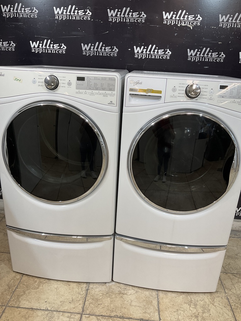 Whirlpool Used Electric Set Washer/Dryer Front-load 27inches {4 prong} (White) 