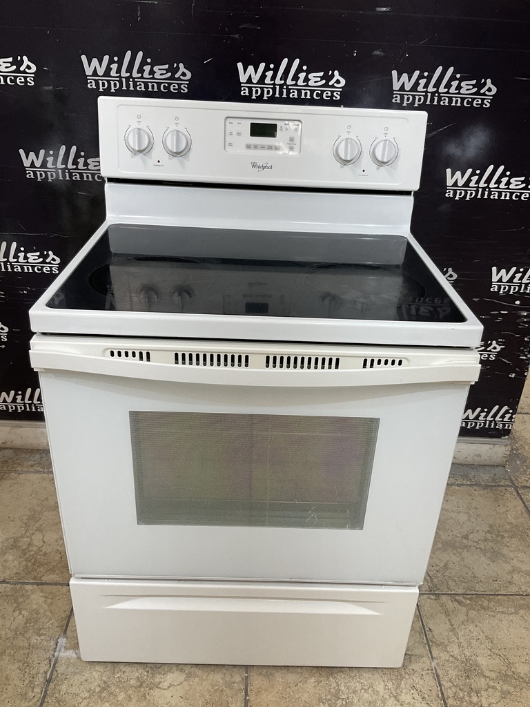 Whirlpool Used Electric Stove 30inches (40/50 AMP) 30inches {3 prong} (White) 