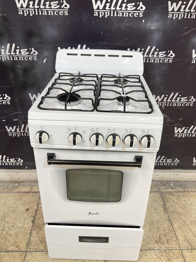 Avanti Used Natural Gas Stove 19 1/2” (white) 