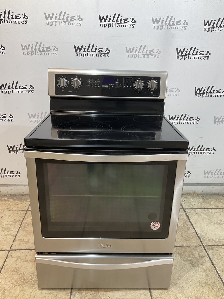 Whirlpool Used Electric Stove 220volts (40/50 AMP) 30inches {4 prong} (Stainless steel) 