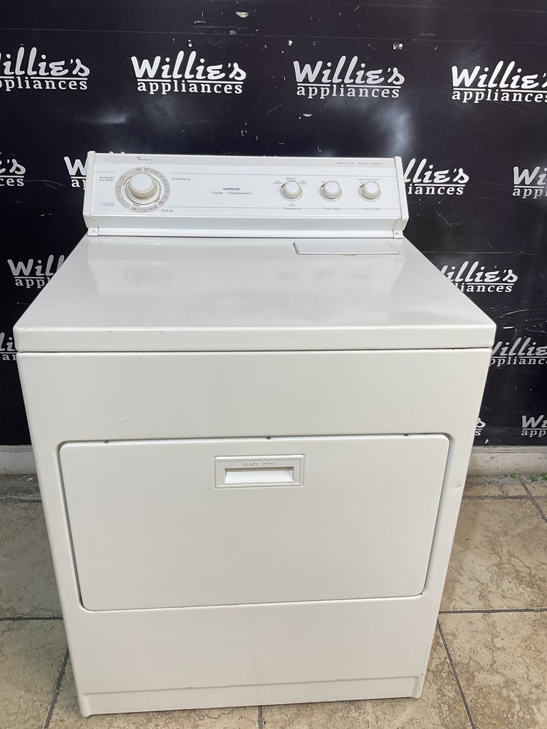 Whirlpool Used Electric Dryer 220volts (3 AMP) 29inches {no cord} (White) 