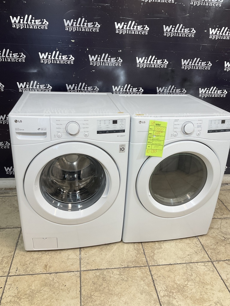 Lg Used Electric Set Washer/Dryer Front-load 220volts (30 AMP) 27inches {4 prong} (White)
