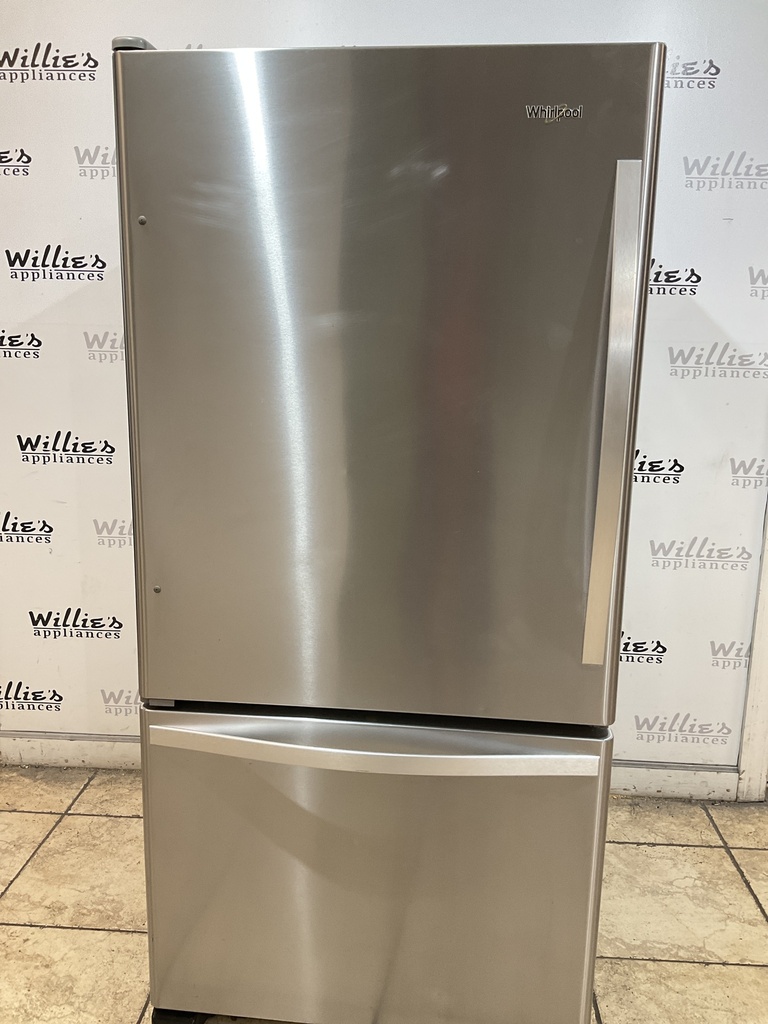 Whirlpool Used Refrigerator Top and Bottom Mount 33x69 1/2’ (Stainless Steel)