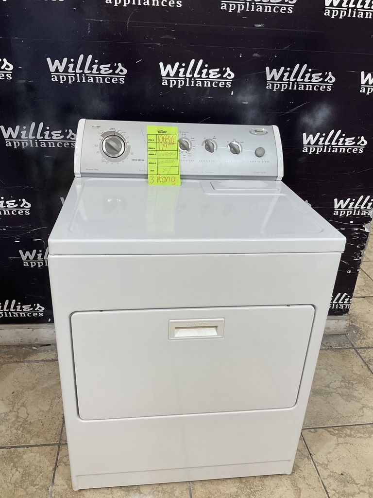 Whirlpool Used Electric Dryer 220volts (30 AMP) 29inches {3 prong} (white)