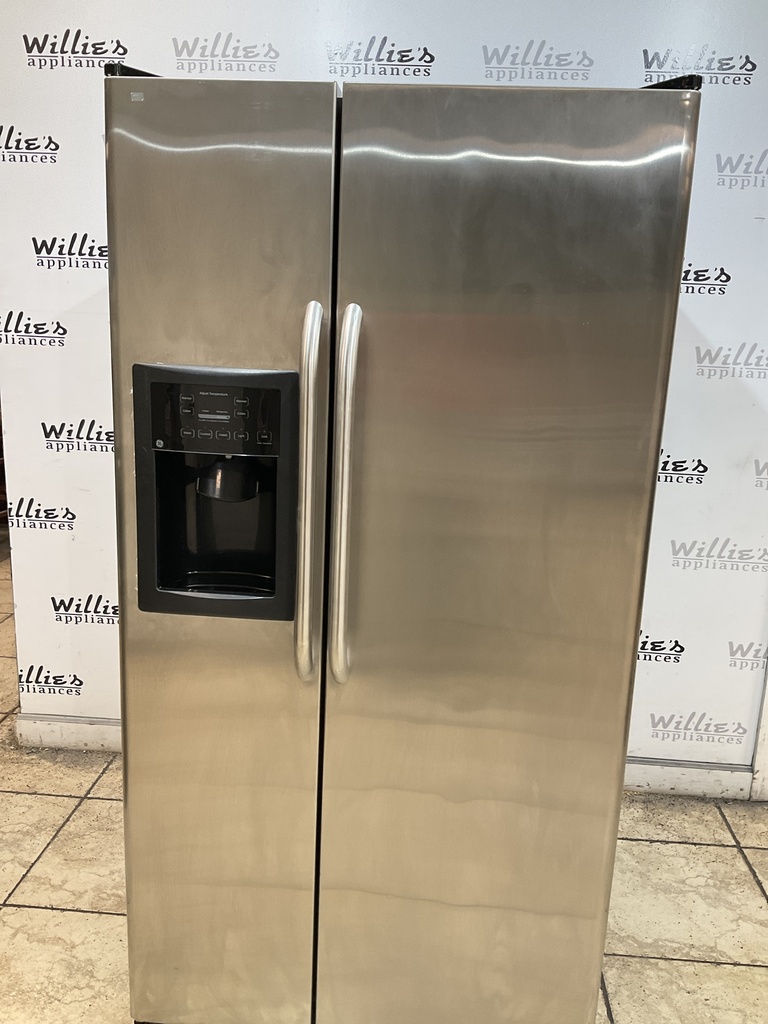 Ge Used Refrigerator Side by Side 33 1/2” x 67 1/2” (Stainless Steel) 