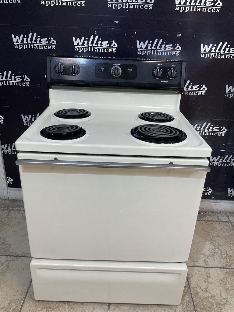 Hotpoint Used Electric Stove 220volts (40/50 AMP) 30inches {no cord} (bisque/black) 