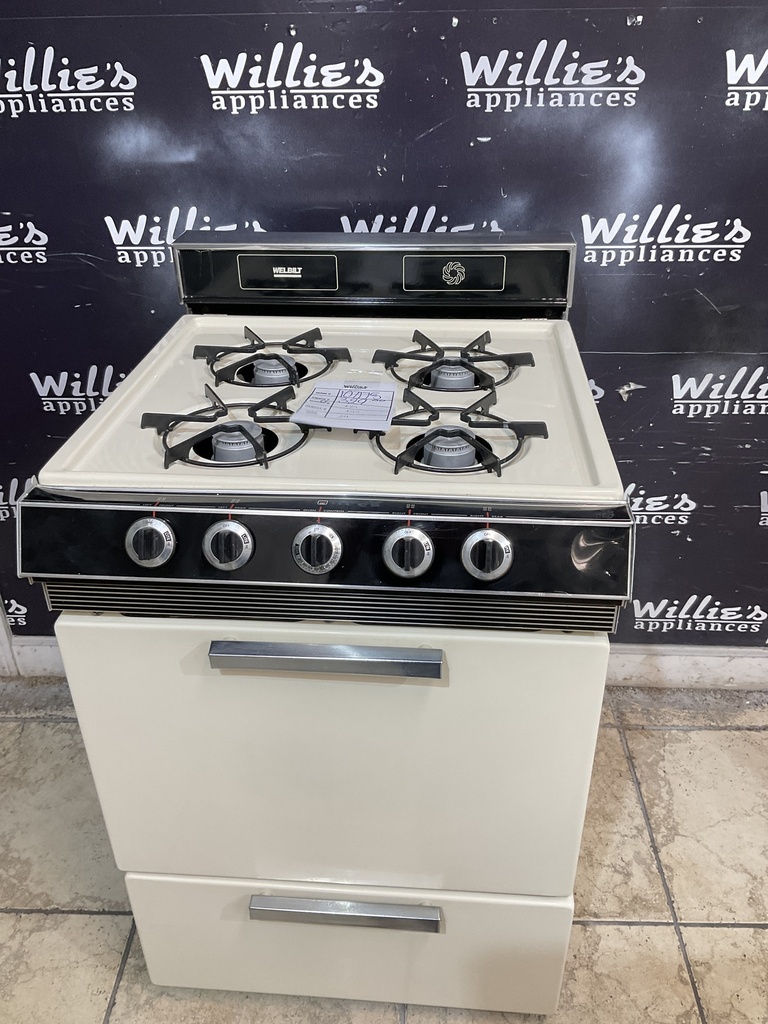 Welbit Used Natural Gas Stove 24inches (Bisque/Black) 