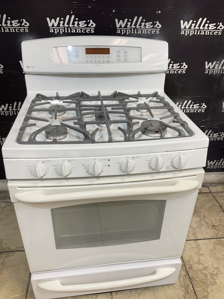 Ge Used Natural Gas Stove Double Oven 30inches (White) 