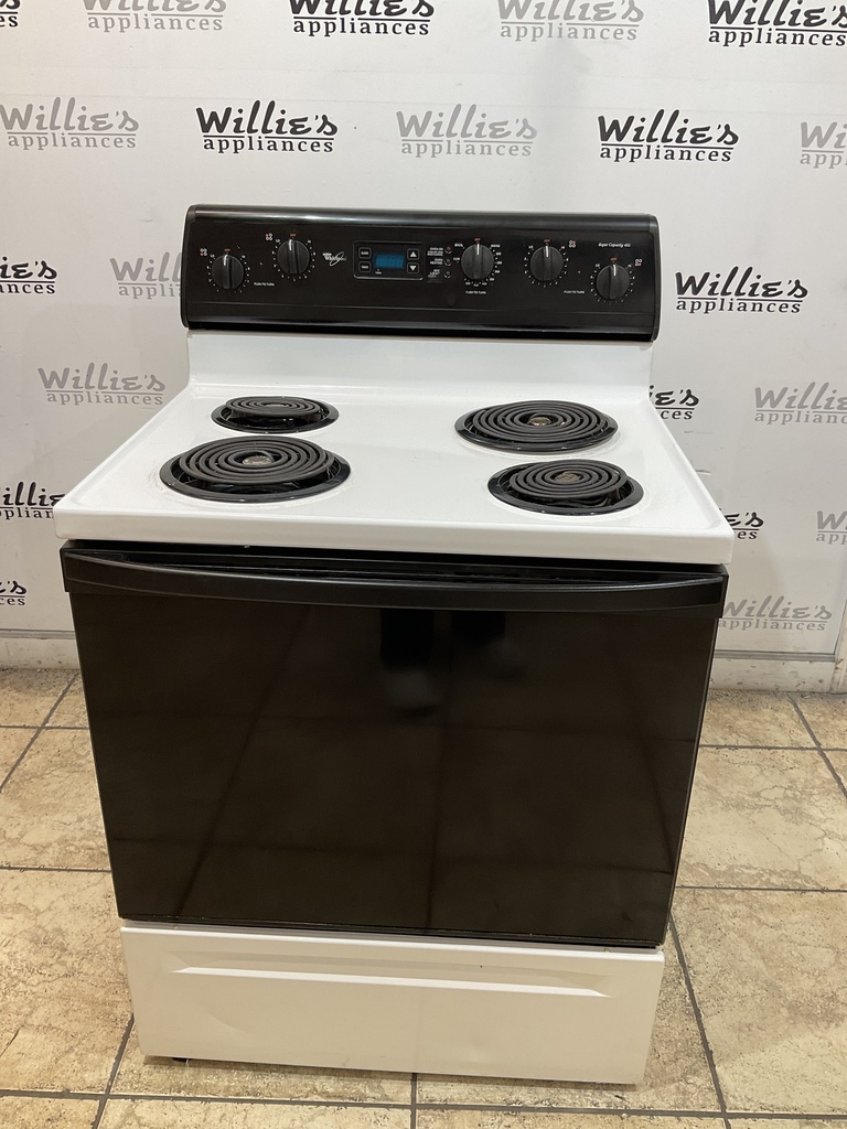 Whirlpool Used Electric Stove 220volts (40/50 AMP) 30inches {3 prong} (White/Black)