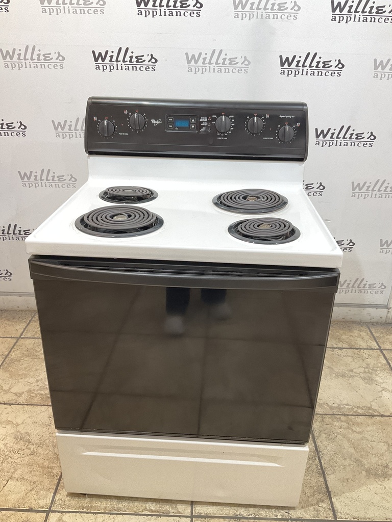 Whirlpool Used Electric Stove 220volts (40/50 AMP) 30inches {3 prong} (white/black) 