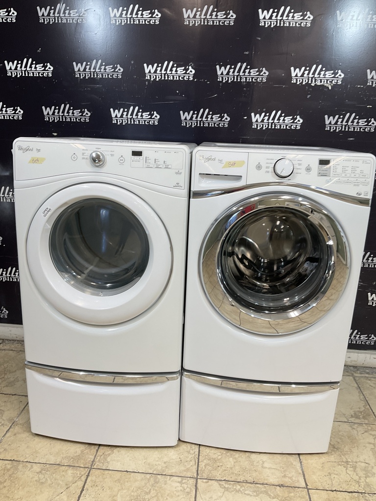Whirlpool Used Set Natural Gas Set Washer/Dryer Front-load 27inches (White) 