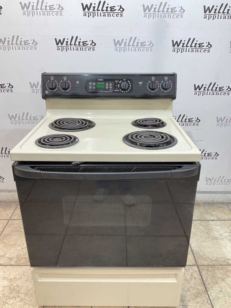 Ge Electric Stove 220volts (40/50 AMP) 30inches {no cord} (Bisque/Black) 