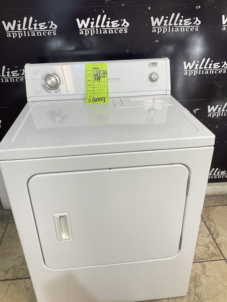 Estate Electric Dryer 220volts (30 AMP) 29inches {3 prong} (White) 