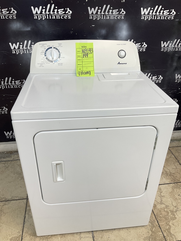 Amana Electric Dryer 220volts (30 AMP) 29inches {4 prong} (white) 