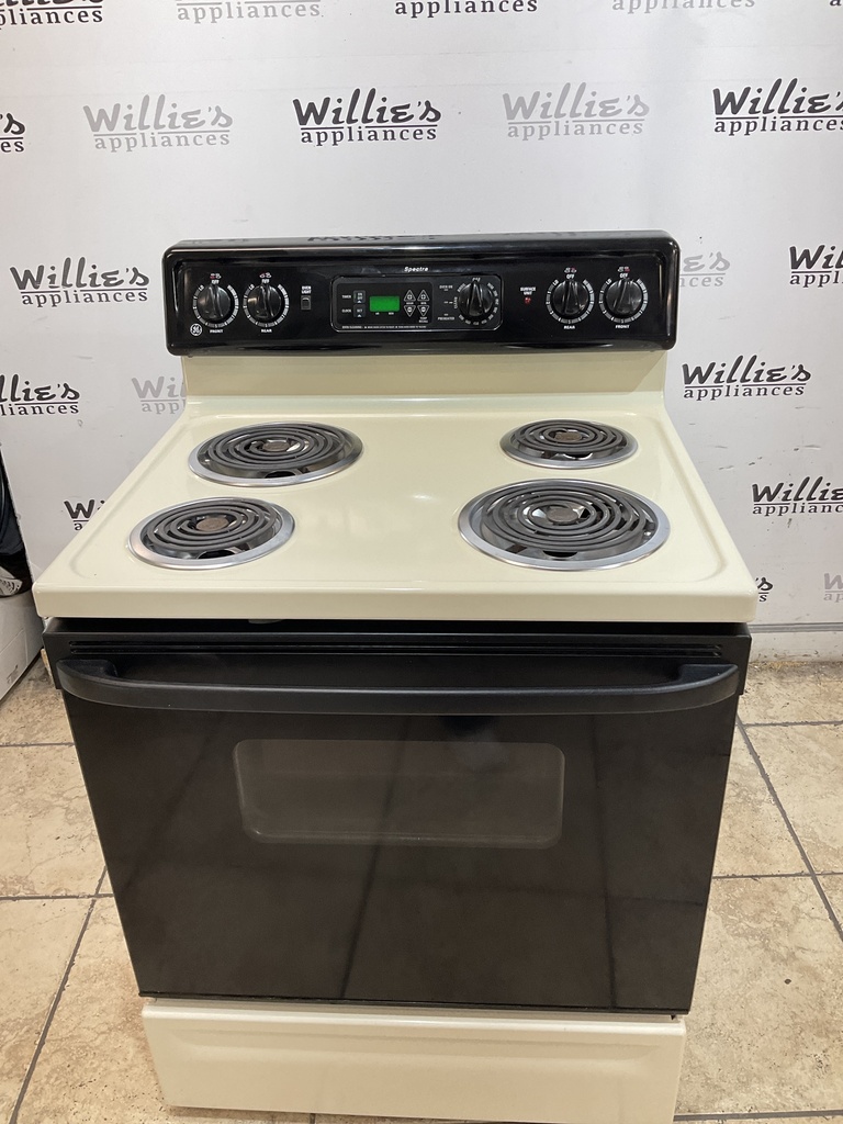 Ge Electric Stove 220volts (40/50 AMP) 30inches {no cord} (Bisque/Black) 