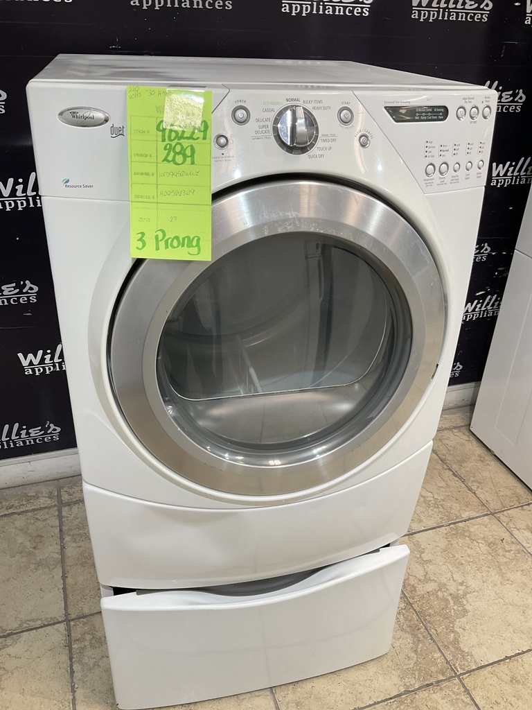 Whirlpool Used Electric Dryer 220volts (30 AMP) 27inches {3 prong} 